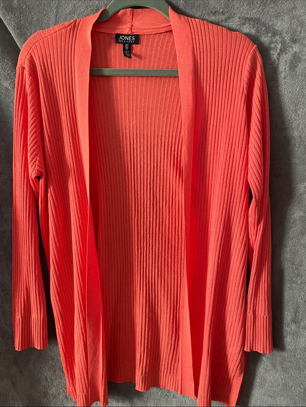 Jones New York Coral Ribbed Open-Front Cardigan Sweater